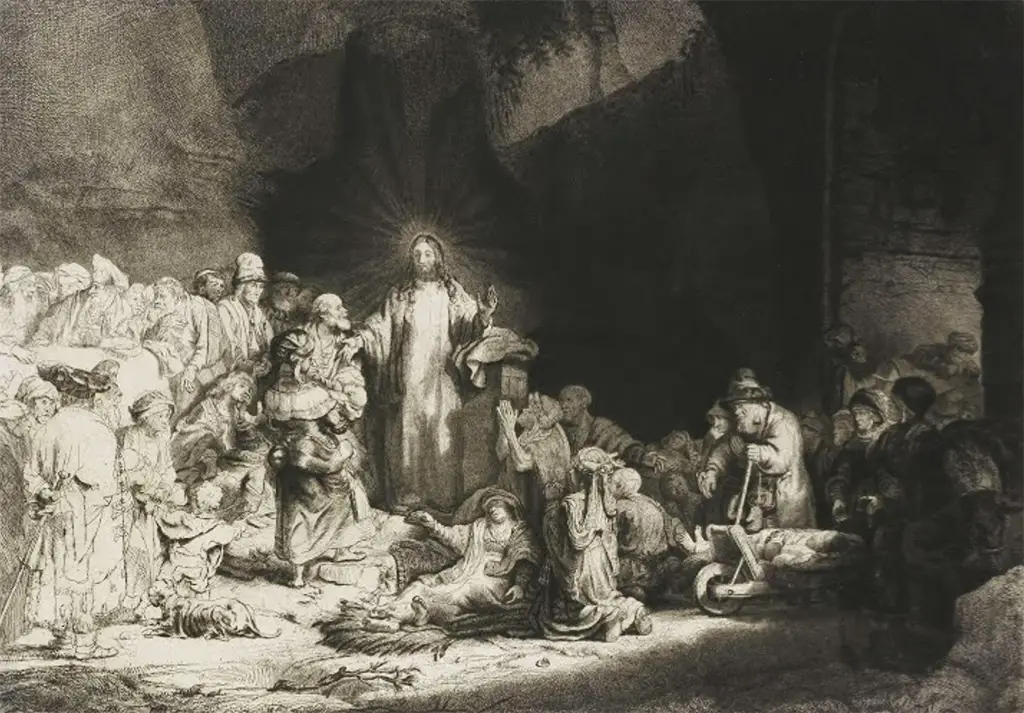 Hundred Guilder (Print) in Detail Rembrandt